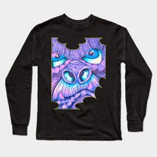 Purple Gorilla Face Long Sleeve T-Shirt